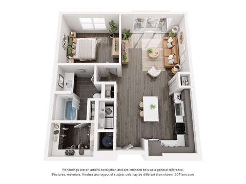 Floor plan for 1 bed, 1 bath, 824 sqft